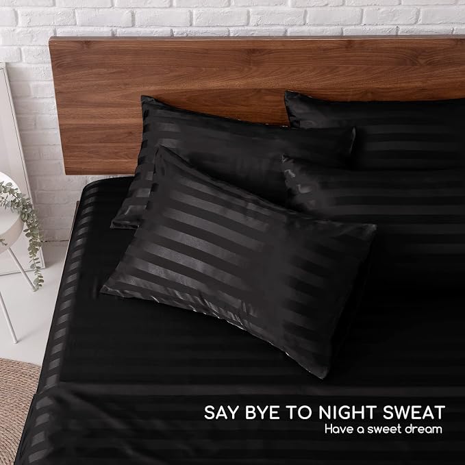 MR&HM Satin Bed Sheets, King Size Sheets Set - Image 6