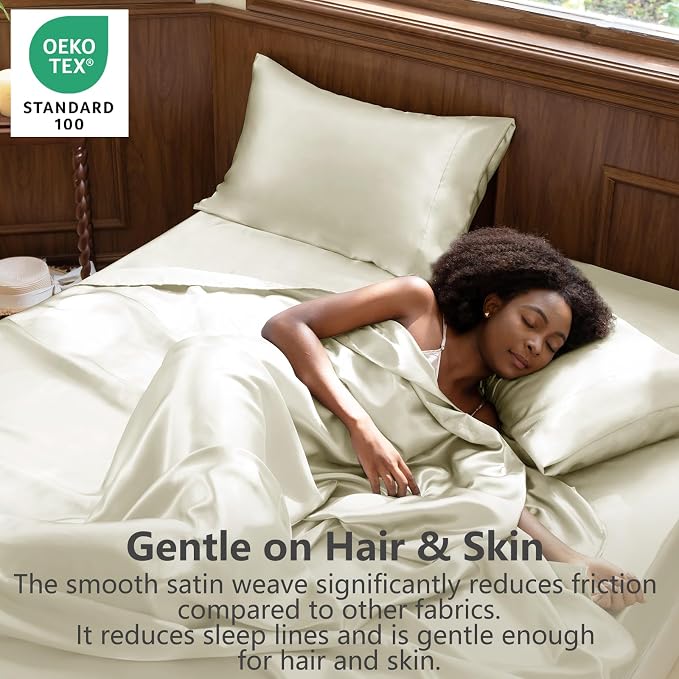 CozyLux Satin Sheets Queen Size Bed Set - Image 2