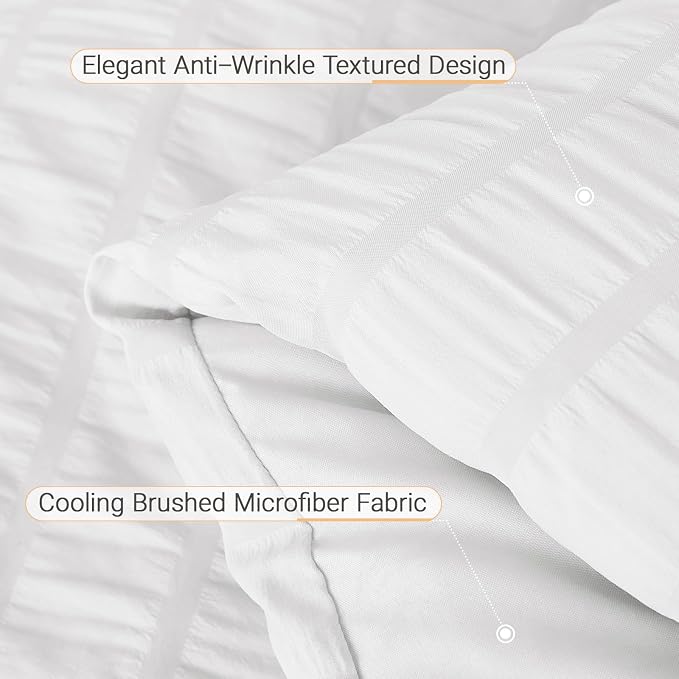 MUXHOMO 7 Pieces Full Comforter Set, Seersucker Bed in a Bag Full Size - Image 5