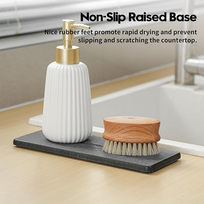 2 Pack Diatomite Stone Sink Tray, Water Absorbing Mat - Image 4