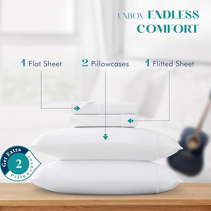 XOOX Linen 100% Egyptian Cotton Sheets California King Size - Image 3