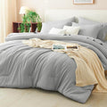 CozyLux Queen Comforter Set Light Grey, 7 Pieces Bed in a Bag Queen Comforter by CozyLux
