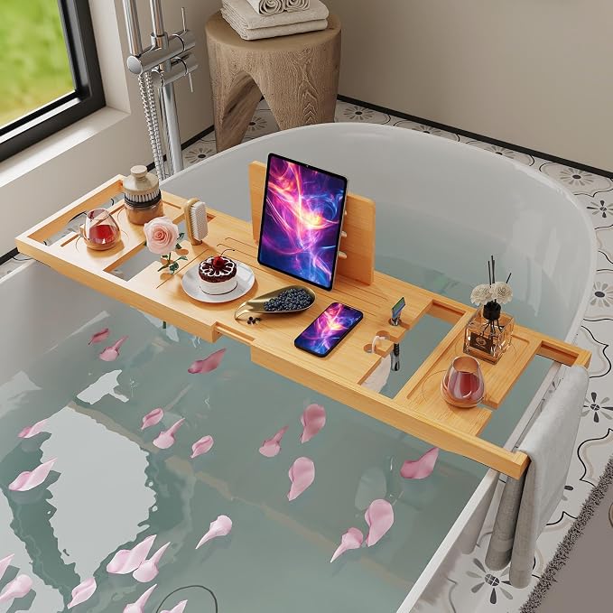 Bathtub Tray, Bath Tray for Tub, Bath Tub Tray Wood, Bath Caddy Tray for Bathtub - Image 2