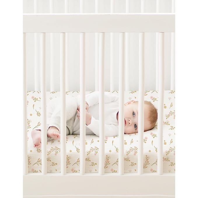 Konssy Muslin Mini Crib Sheets, 100% Soft Cotton Pack and Play Sheets - Image 7