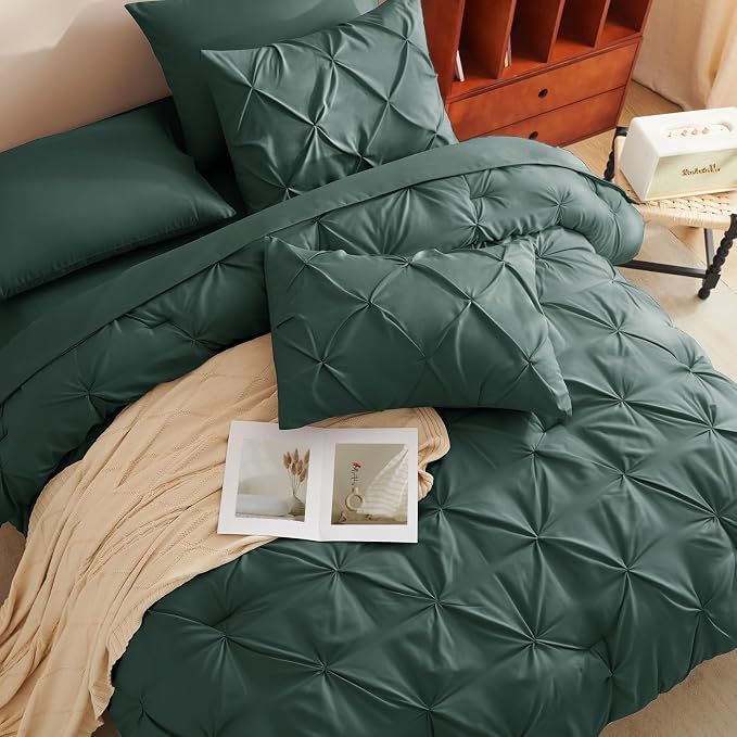CozyLux Full Size Comforter Sets Forest Green, 7 Pieces Bed in A Bag Green - Image 9