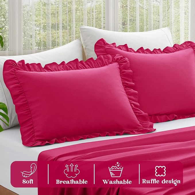 KKJIAF Ruffle Pillow Cases King Size Set of 2, Ruffled Pillow Covers - Image 4