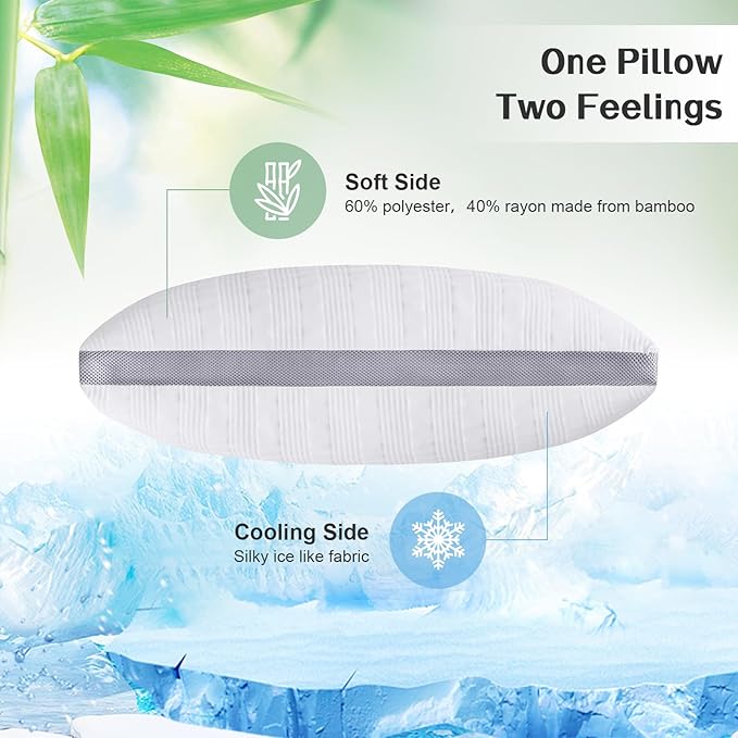 Meoflaw Cooling Pillows Standard Size, Shredded Memory Foam Bed Pillows - Image 3