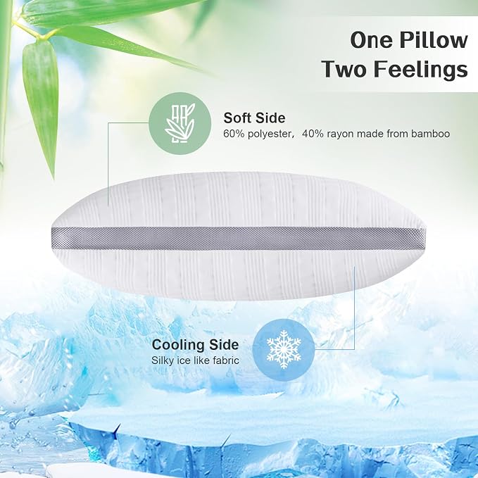 Meoflaw Cooling King Size Bed Pillows, Shredded Memory Foam Support - Image 3