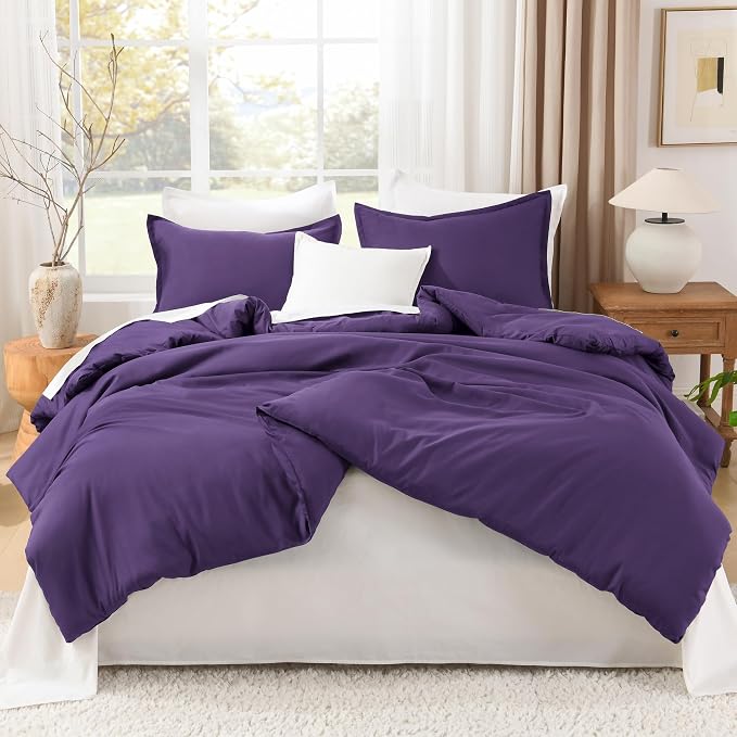 Litanika Dark Violet Purple Comforter Set California King Size, 3 Pieces Cal - Image 3