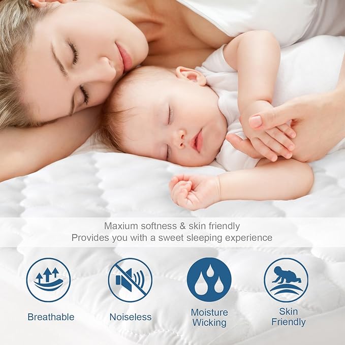 2 Pack Queen Mattres Protector Pad Waterproof Quilted, Soft & Cooling Queen - Image 4