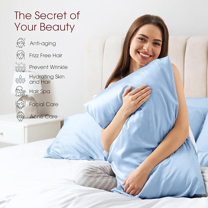 100% Silk Pillow Cases 2 Pack Queen Size Mulberry Silk Pillowcase - Image 3