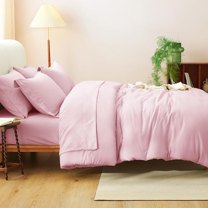 CozyLux Queen Comforter Set Pink, 7 Pieces Bed in a Bag Queen Comforter Set - Image 6