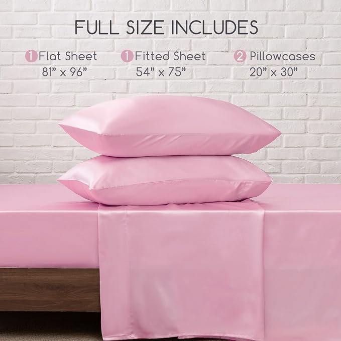 MR&HM Satin Bed Sheets, Full Size Sheets Set - Image 7
