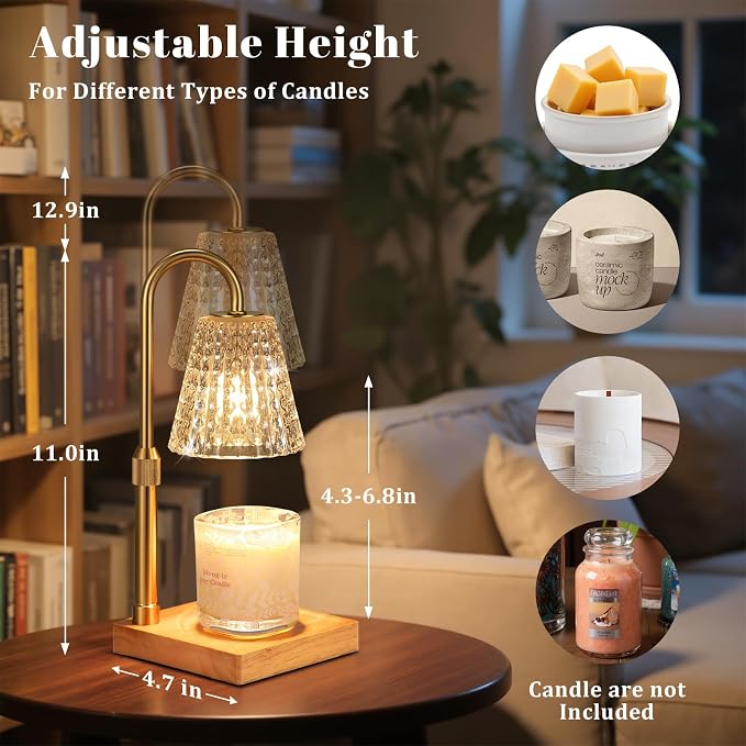 Hong-in Crystal Adjustable Height Candle Warmer Lamp - Image 3