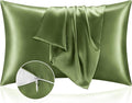 BEDELITE Satin Pillowcase with Zipper, Cedar Green King Size Pillow Cases Set by BEDELITE