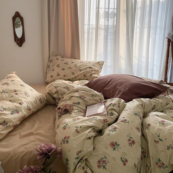 mixinni Vintage Floral Duvet Cover Twin XL Size - Image 4