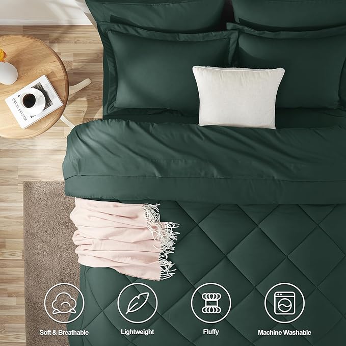 CozyLux Full Size Comforter Sets Forest Green - Image 2
