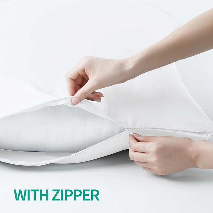 Bamboo Viscose Zippered Pillow Cases Queen Size Set of 2, 400 Thread Count - Image 4