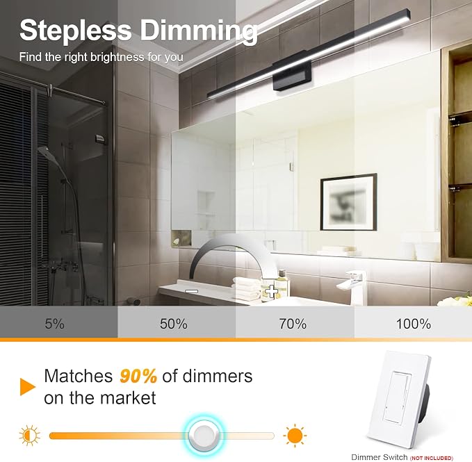 VOLISUN Modern Bathroom Vanity Light 39.4 inch, 24W Dimmable 5CCT Led Bathroom - Image 3