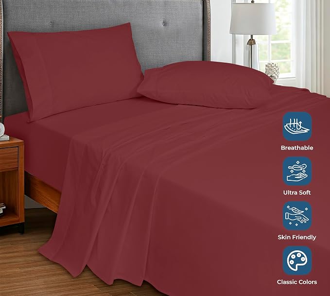 Royale Linens 100% Organic Cotton Full Flat Sheet Only - Image 4