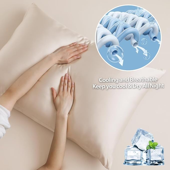 4 Pack Cooling Pillow Cases, Viscose Derived from Bamboo Pillow Protectors - Image 4
