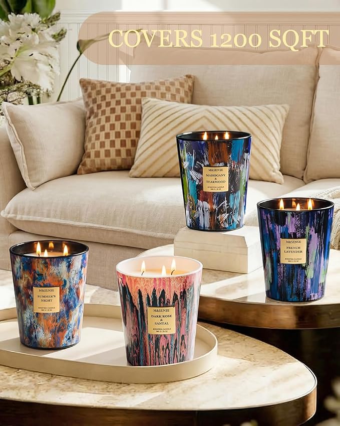 M&SENSE Summer Night Scented Soy Large Candle, 3-Wick 35oz 150 Hours Non-Toxic - Image 6