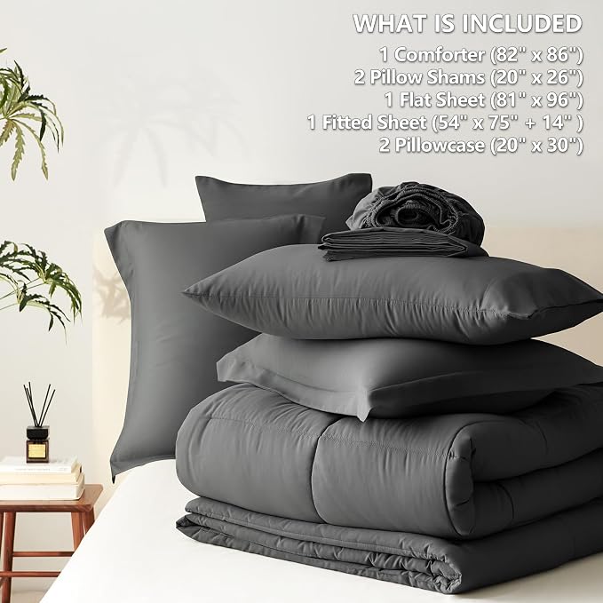 CozyLux Full Size Comforter Sets Dark Grey - Image 5