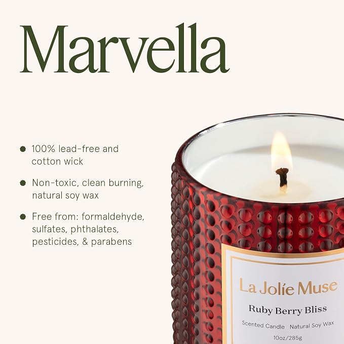 LA JOLIE MUSE Ruby Berry Bliss Scented Candle| Mandarin, Cranberry & Plum | 10 - Image 7