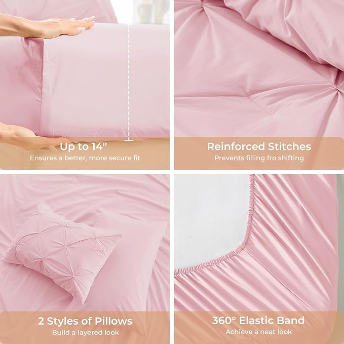 Sasttie King Size Comforter Set, 7-Piece Bed in a Bag, Pintuck Bedding Sets - Image 5