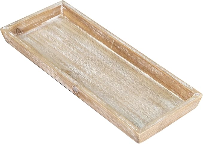 MAONAME Wash White Bathroom Vanity Tray, Rustic Long Narrow Tray, Rectangle by MAONAME