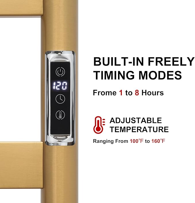 Heated Wall Mounted Electric Towel Warmer Rack, Timer & Temperature Control - Image 2