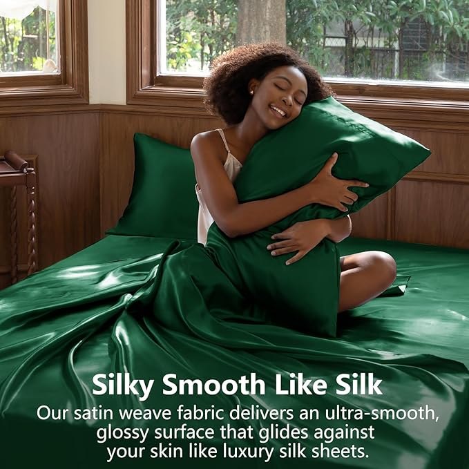 CozyLux Satin Sheets Queen Size Bed Set - Image 3