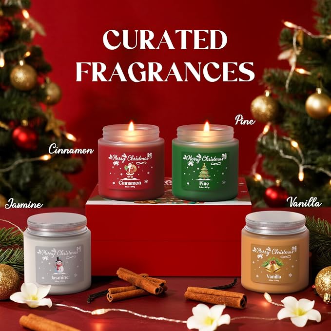 NORVENCE Christmas Candles, Scented Candle Gift Set of 4, Holiday Candles - Image 2