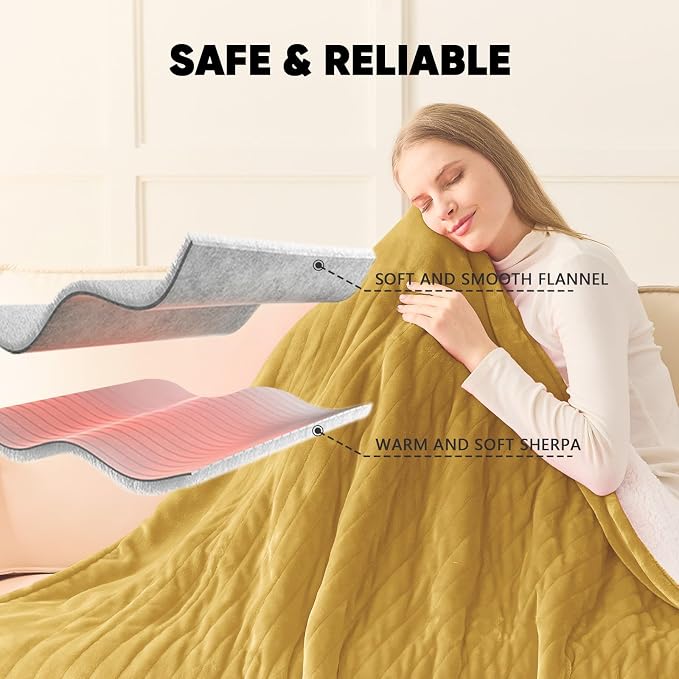 greenoak Heated Blanket Electric Queen Size 84"X90" Dual Control, Heating - Image 6