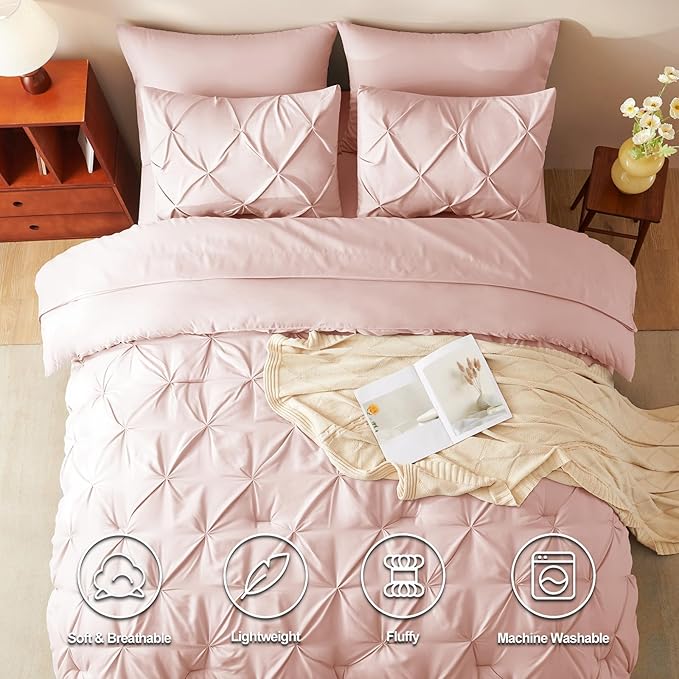 CozyLux Oversized King Comforter Sets Peach Pink, 7 Pieces Oversized King - Image 2