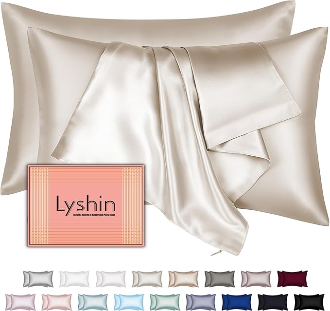 Silk Pillow Cases 2 Pack King Size by LYSHINSILKPILLOWCASES