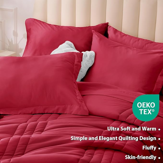 Queen Comforter Set Red - Image 6