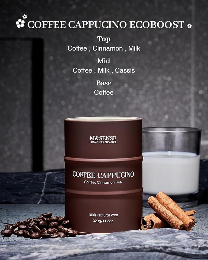 M&SENSE Coffee Cappucina Scented Candles, Christmas Soy Wax, Christmas Decor - Image 3