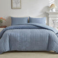WARMDERN Blue Striped Duvet Cover Set, Boho Textured Tufted Bedding, 2 Piece by WARMDERN