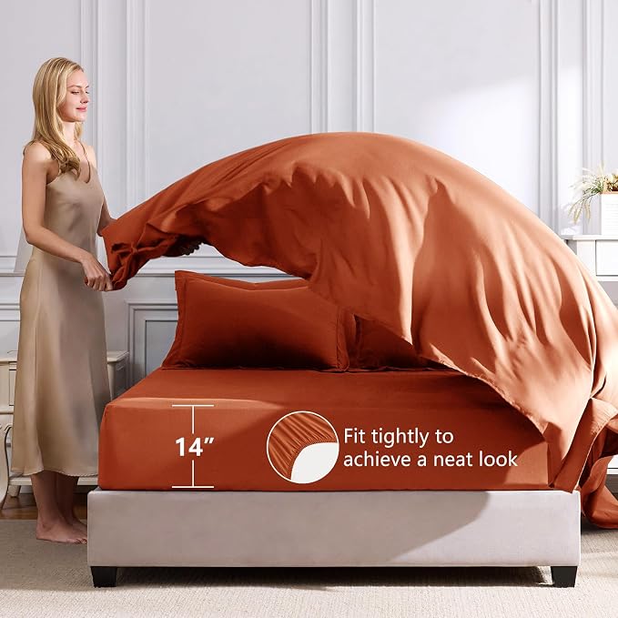 CozyLux Full Size Comforter Sets Burnt Orange - Image 5