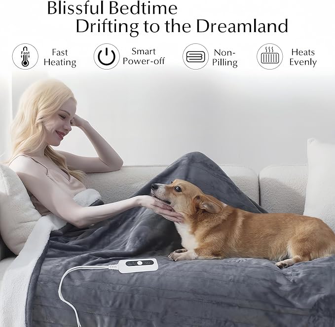 SNUGSUN Heated Blanket Throw Size, Soft and Cozy Electric Heating Blanket - Image 2