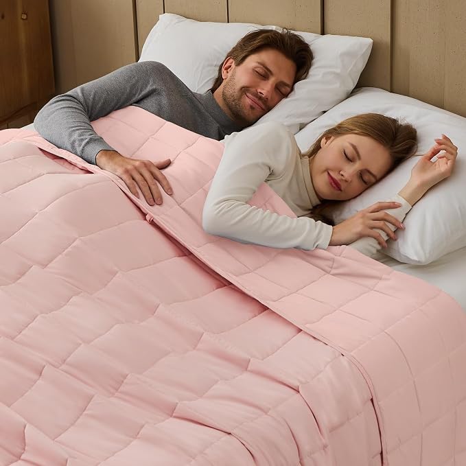 Pink Weighted Blanket for Adults 20lbs, King Size Cooling Heavy Throw Blanket by BETU