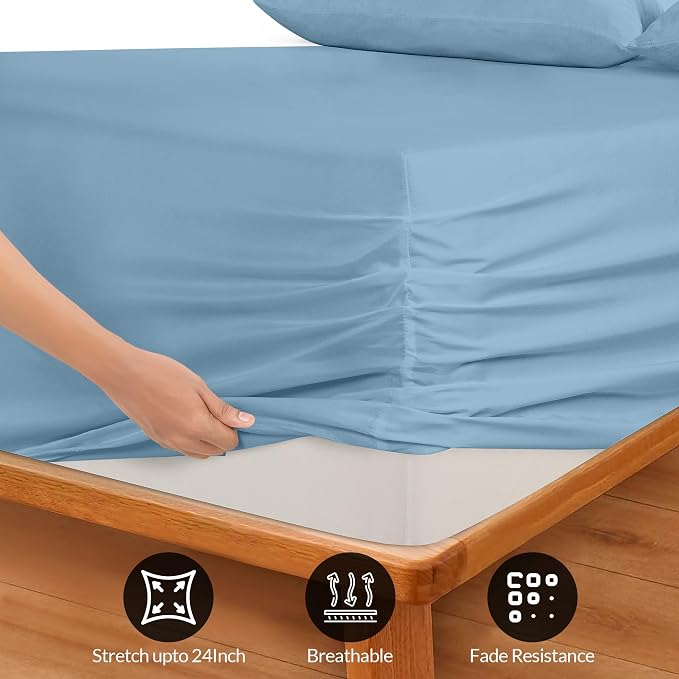 Royale Linens Extra Deep Pocket Twin Fitted Sheet Only - Image 3