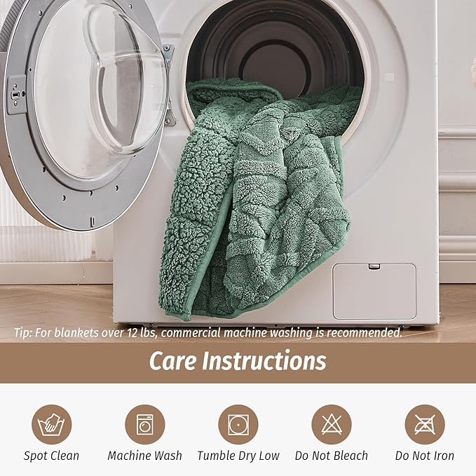 Wemore Jacquard Fleece Weighted Blanket Queen Size 60" x 80" 20lbs, Ultra Soft - Image 7