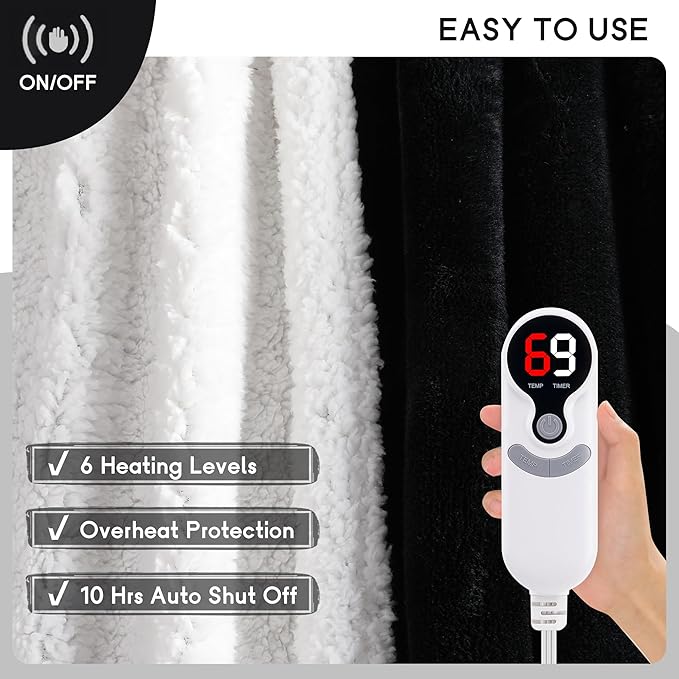 Heated Blanket Electric Blanket Full Size 72''x84'' - Image 3