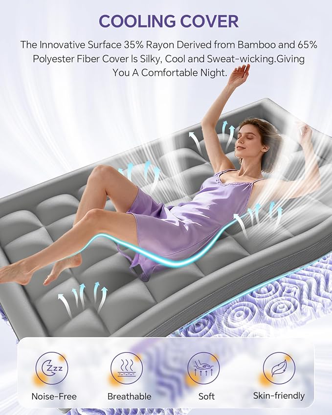 ChiXpace Dual Layer 4 Inch Memory Foam Mattress Topper Queen - Image 6