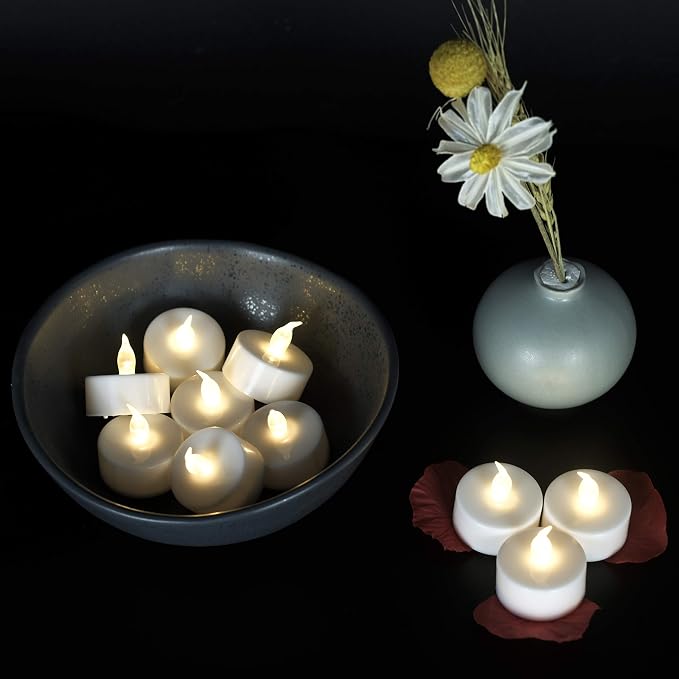 JUNPEI Battery Operated Powered Tea Lights : Realistic Tea Lights Flickering - Image 3