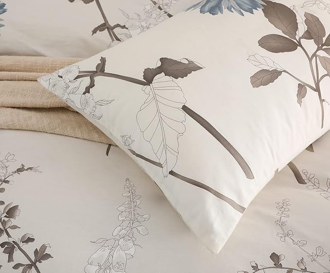 SLEEPBELLA Duvet Cover King, 600 Thread Count Cotton Botanical Flowers Pattern - Image 4