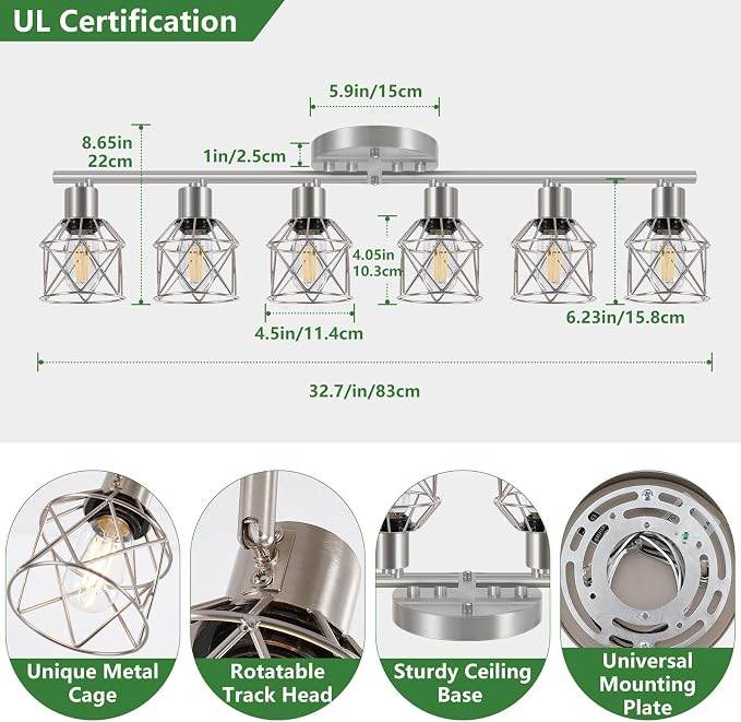 Baocuz 6-Light Brushed Nickel Multi-Directional Semi Flush Mount Ceiling Light - Image 2