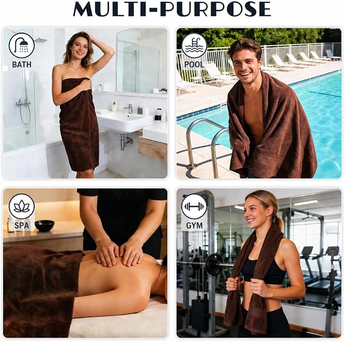 SEISSO 4 Pack Extra Large Bath Towels 63"x35", Bath Sheets - Image 7